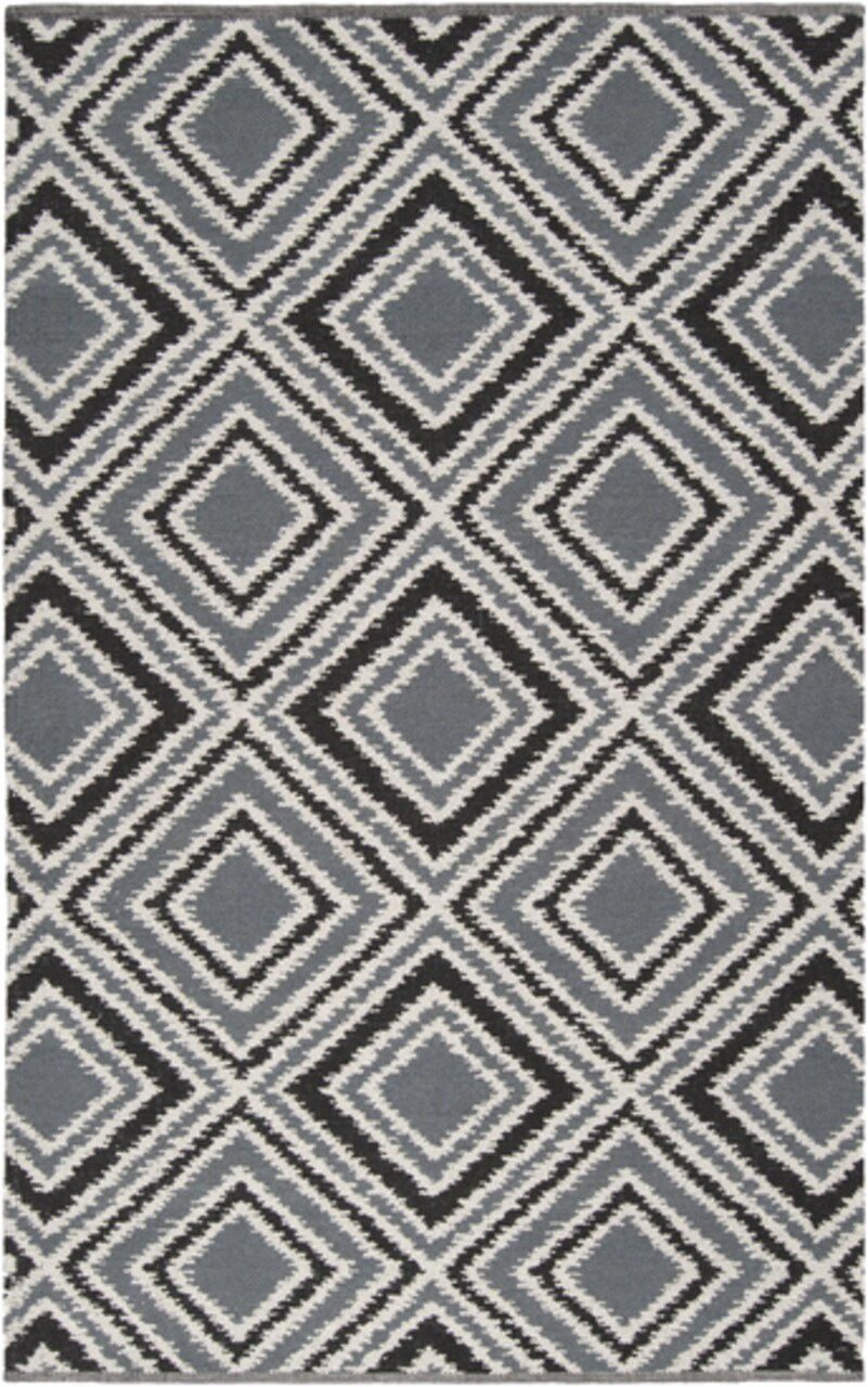 Tiwari Home 3.25' x 5.25' Gray and Black Diamond Pattern Reversible Area Throw Rug